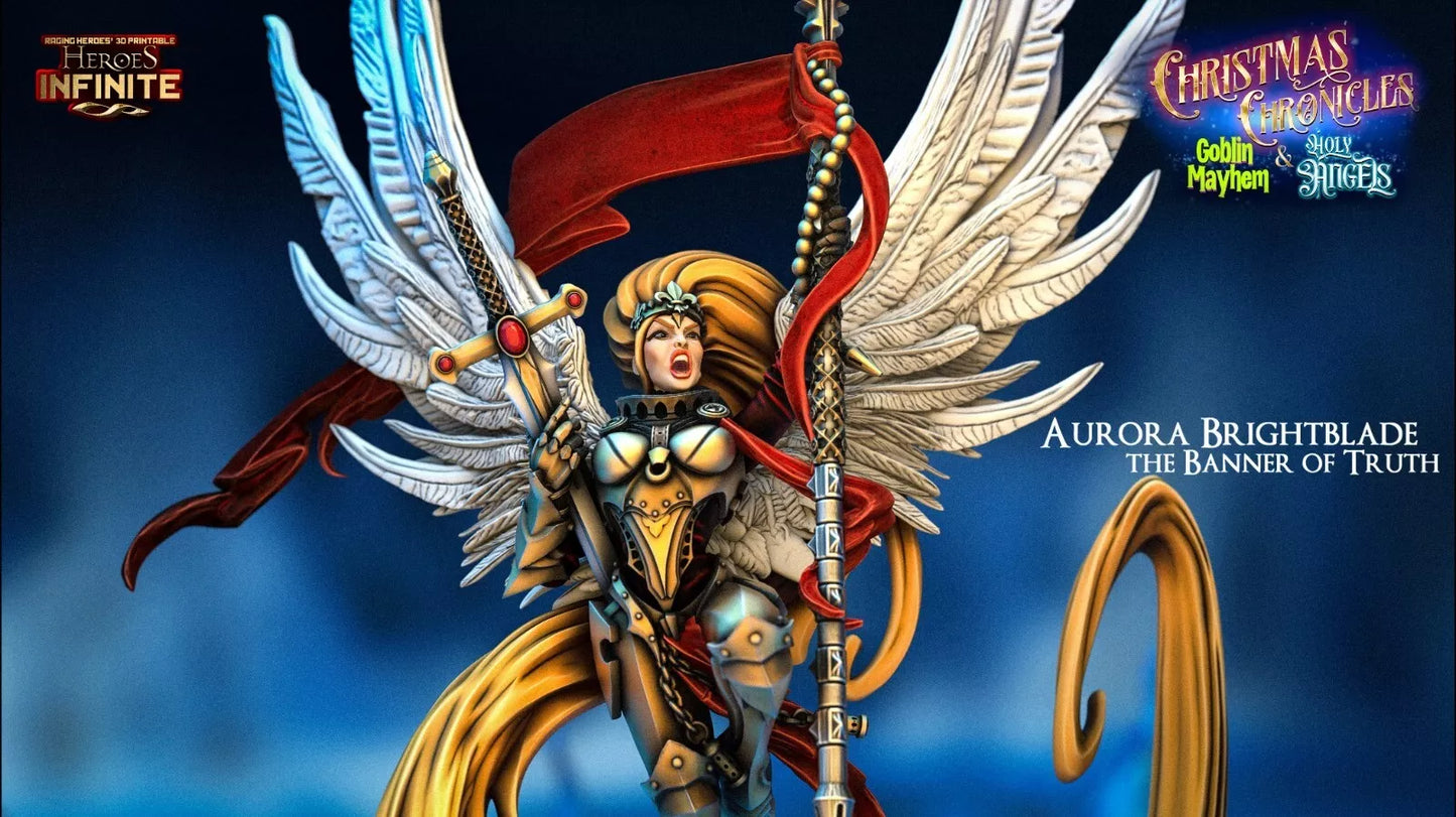 Aurora Brightblade, the Banner of Truth - Christmas Chronicles Holy Angels | Compatible with Tabletop Wargames