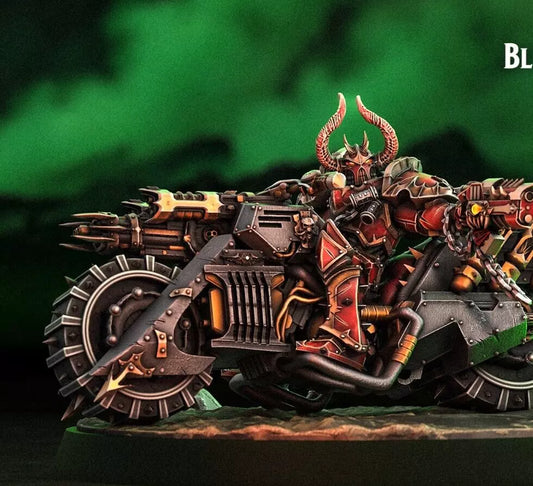 Blightwheel Legions 4-man Squad of Chaos Bikers - Chaos Across the Galaxy | Compatible with Tabletop Wargames