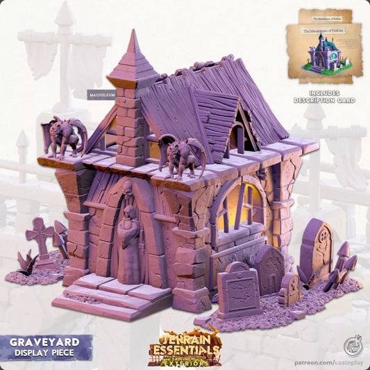 Terrain Essentials - Graveyard Mausoleum Display | For D&D Campaigns & Tabletop Games