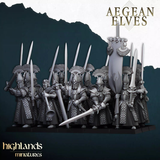 Aegean Elves Swords of Messara - Elite 15-Man Unit | Compatible with OW, WFB, AOF, and More