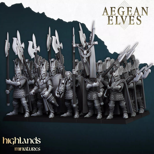 Aegean Elves Mycenaean Guard - Elite 15-Man Unit | Compatible with OW, WFB, AOF, and More