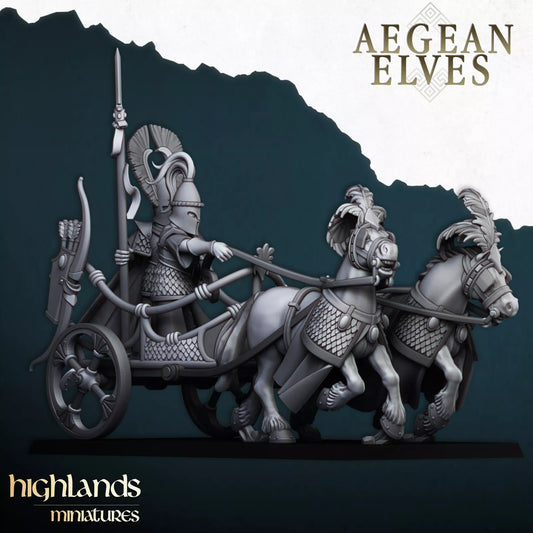 Aegean Elves War Chariot - Dual-Horse Battle Vehicle | Compatible with OW, WFB, AOF, and More