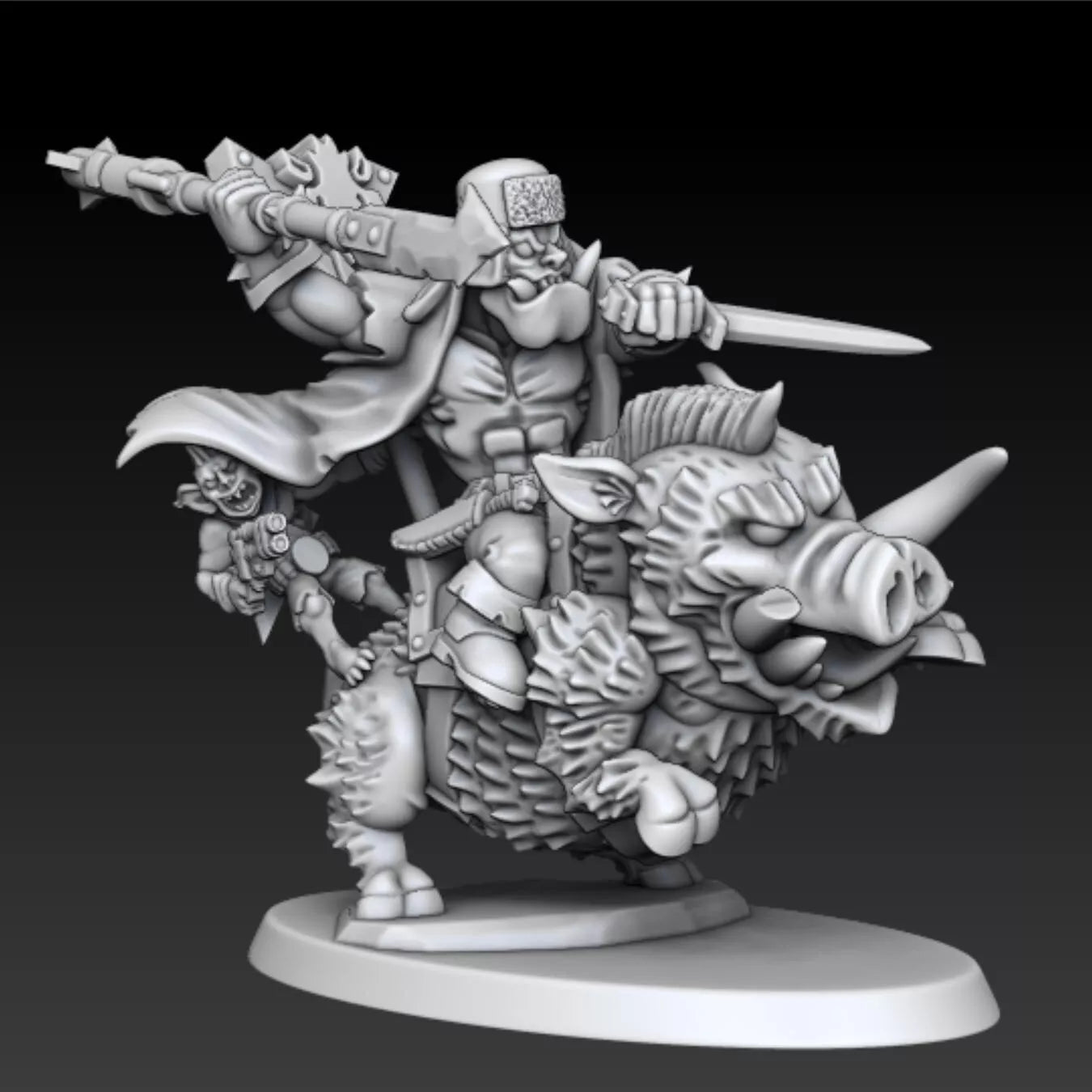 Ork Boar Riders Squad with Boss - 4 Man Squad | Compatible with W40K/WG/SF