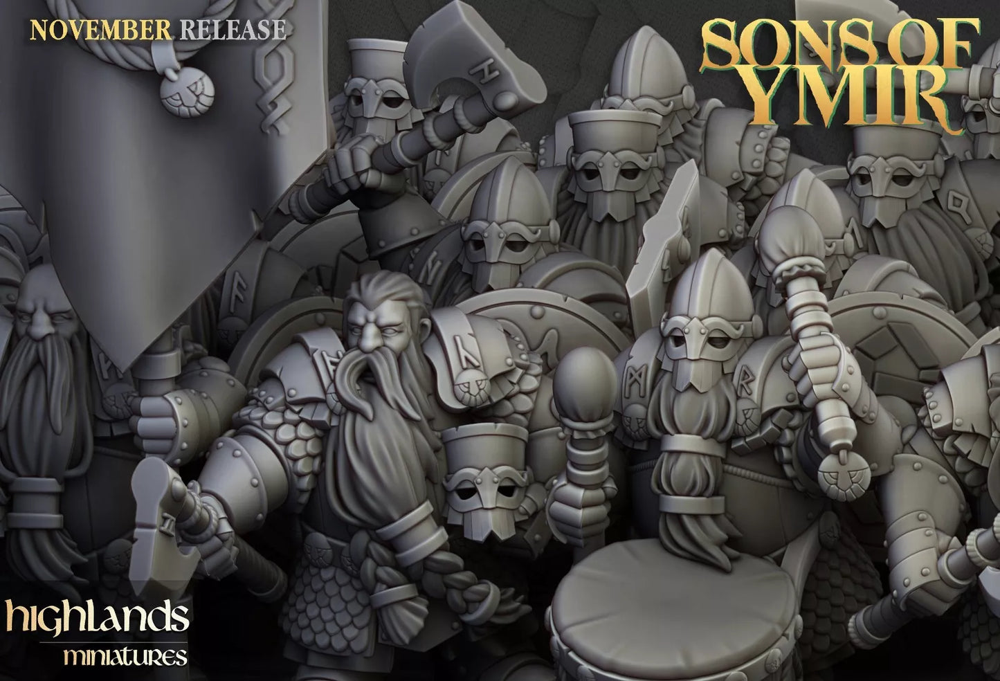 Dwarf Huscarls Unit - Highlands Miniatures | Compatible with OW, WFB, AOF, and More