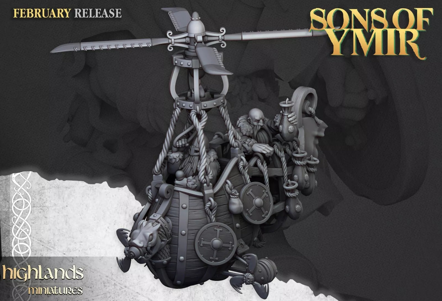 Dwarf Flying Machine - Highlands Miniatures | Compatible with OW, WFB, AOF, and More