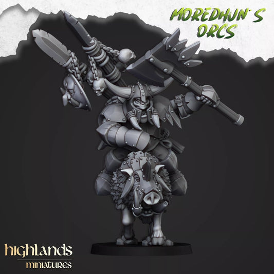 Fantasy Wargaming Mounted Orc Chief | Compatible with OW, WFB, AOF, and More