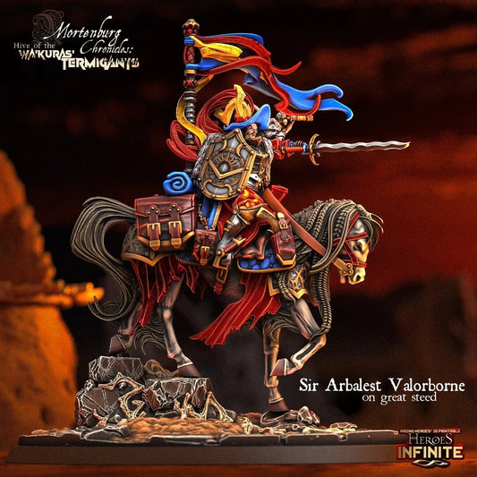 Sir Arbalest Valorborne on Great Steed - Wa'Kura's Termigants | Compatible with Tabletop Wargames