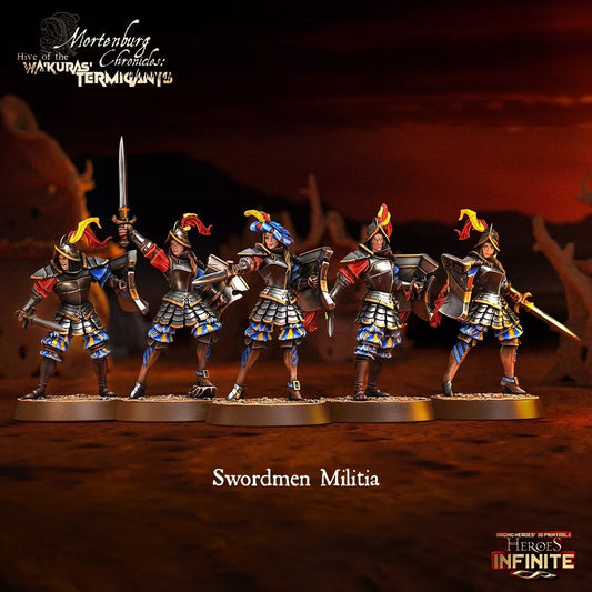 Swordsman Militian, 5-Man Unit (4 Troops & 1 Leader) - Wa'Kura's Termigants | Compatible with Tabletop Wargames