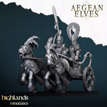 Aegean Elves War Chariot - Dual-Horse Battle Vehicle | Compatible with OW, WFB, AOF, and More
