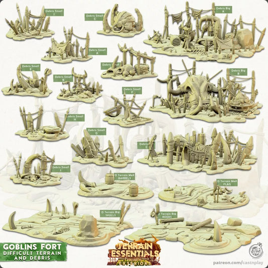 Terrain Essentials - Goblins Fort Difficult Terrain & Debris | For D&D Campaigns & Tabletop Games