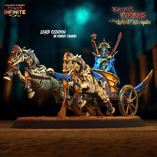 Lord Osirion on Sunset Chariot | Compatible with Tabletop Fantasy Wargames