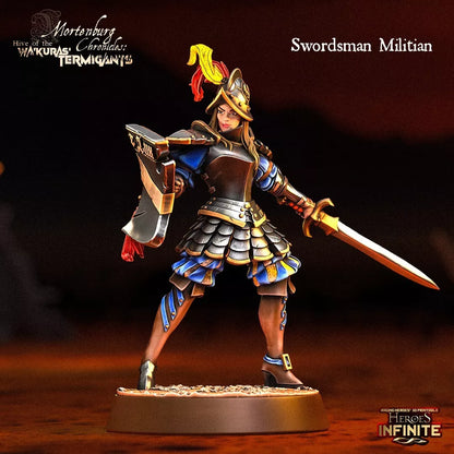 Swordsman Militian, 5-Man Unit (4 Troops & 1 Leader) - Wa'Kura's Termigants | Compatible with Tabletop Wargames