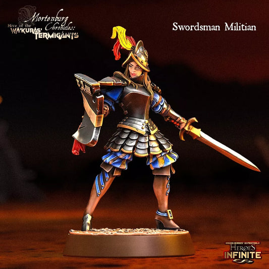 Swordsman Militian, 5-Man Unit (4 Troops & 1 Leader) - Wa'Kura's Termigants | Compatible with Tabletop Wargames