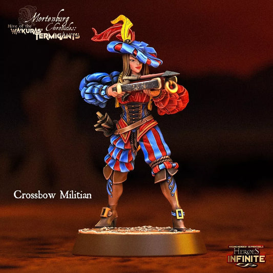 Crossbow Militia Unit, 5 Miniatures (4 Troops & 1 Leader) - Wa'Kura's Termigants | Compatible with Tabletop Wargames