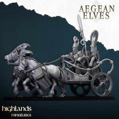 Aegean Elves War Chariot - Dual-Horse Battle Vehicle | Compatible with OW, WFB, AOF, and More