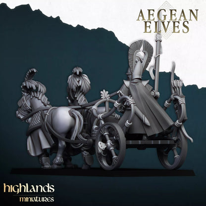 Aegean Elves War Chariot - Dual-Horse Battle Vehicle | Compatible with OW, WFB, AOF, and More