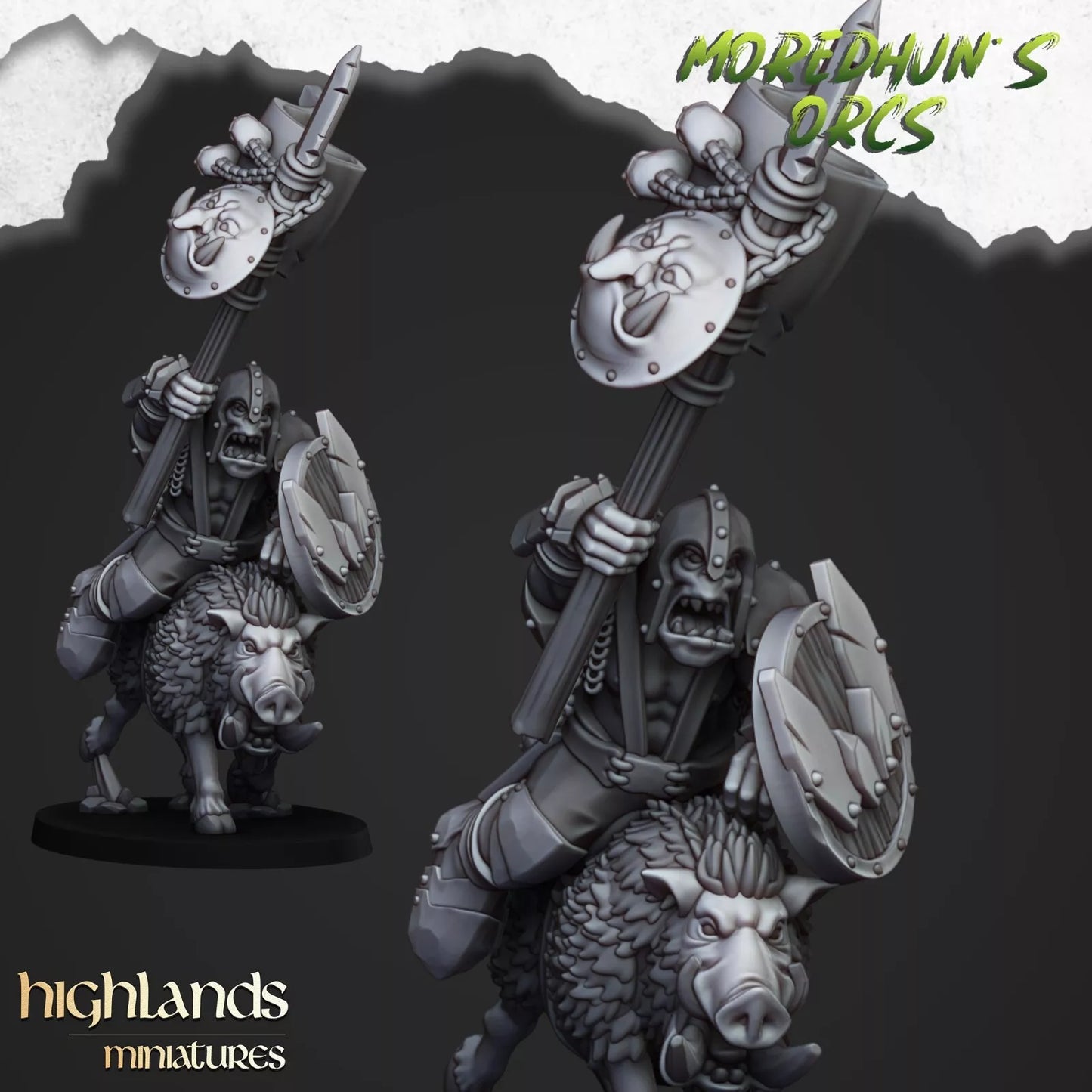 Fantasy Wargaming Mounted Orcs w/Spears | Compatible with OW, WFB, AOF, and More