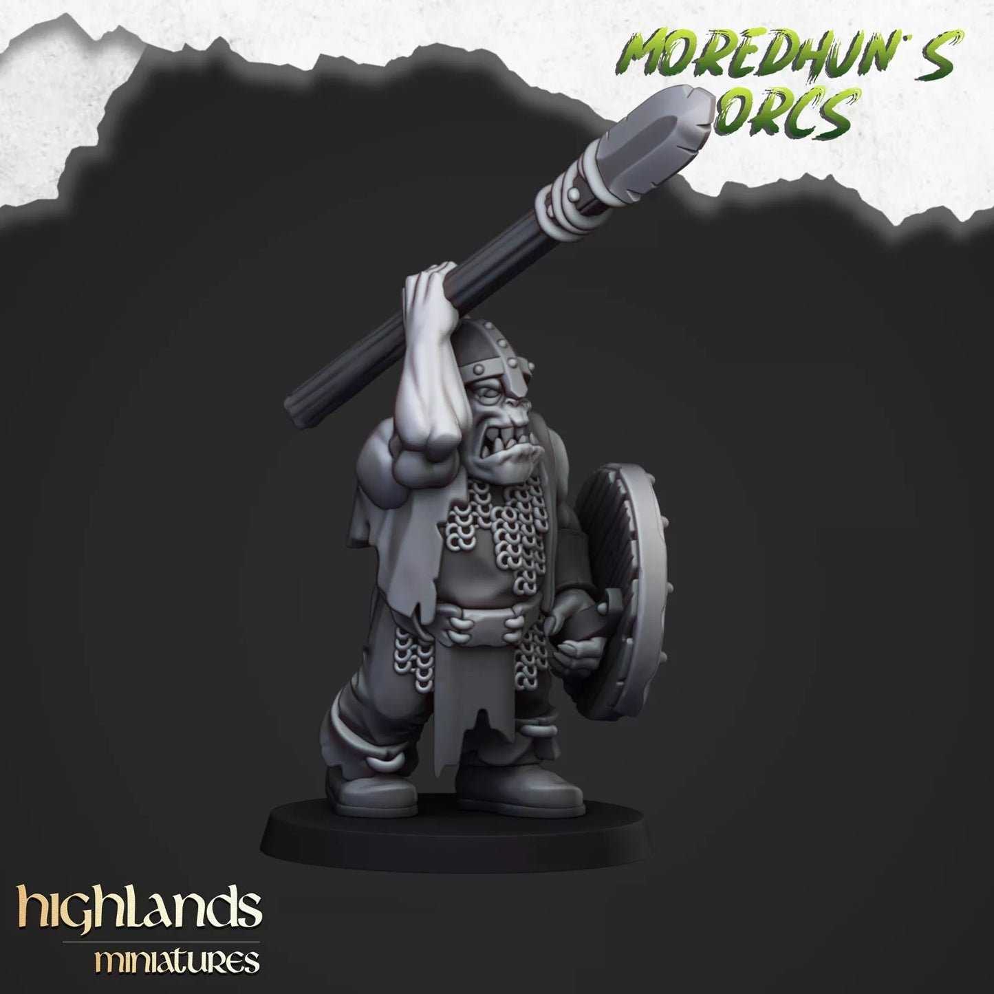 Fantasy Wargaming Orc w/Spears | Compatible with OW, WFB, AOF, and More