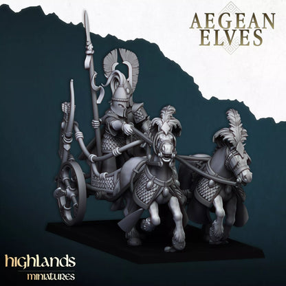 Aegean Elves War Chariot - Dual-Horse Battle Vehicle | Compatible with OW, WFB, AOF, and More