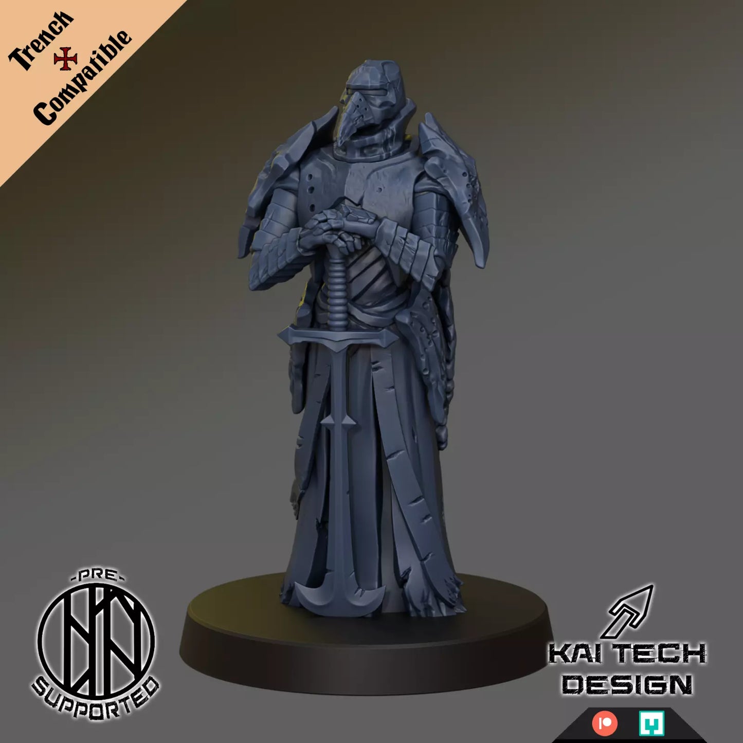 Plague Knight (Sword) - Trench Warband Miniatures | Compatible with Tabletop Wargames