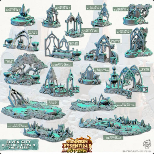 Terrain Essentials - Elven City Difficult Terrain & Debris | For D&D Campaigns & Tabletop Games