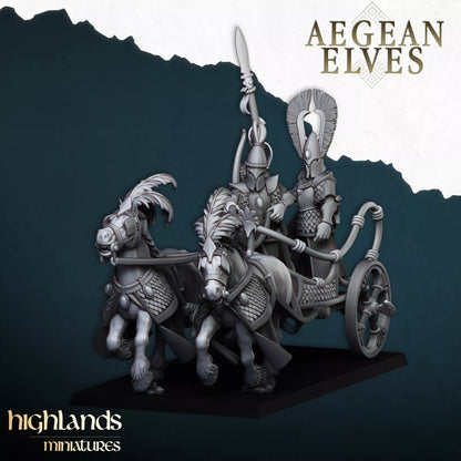 Aegean Elves War Chariot - Dual-Horse Battle Vehicle | Compatible with OW, WFB, AOF, and More