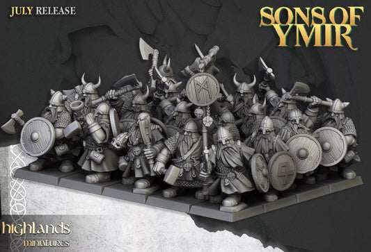 Dwarf Warrior Units - Highlands Miniatures | Compatible with OW, WFB, AOF, and More