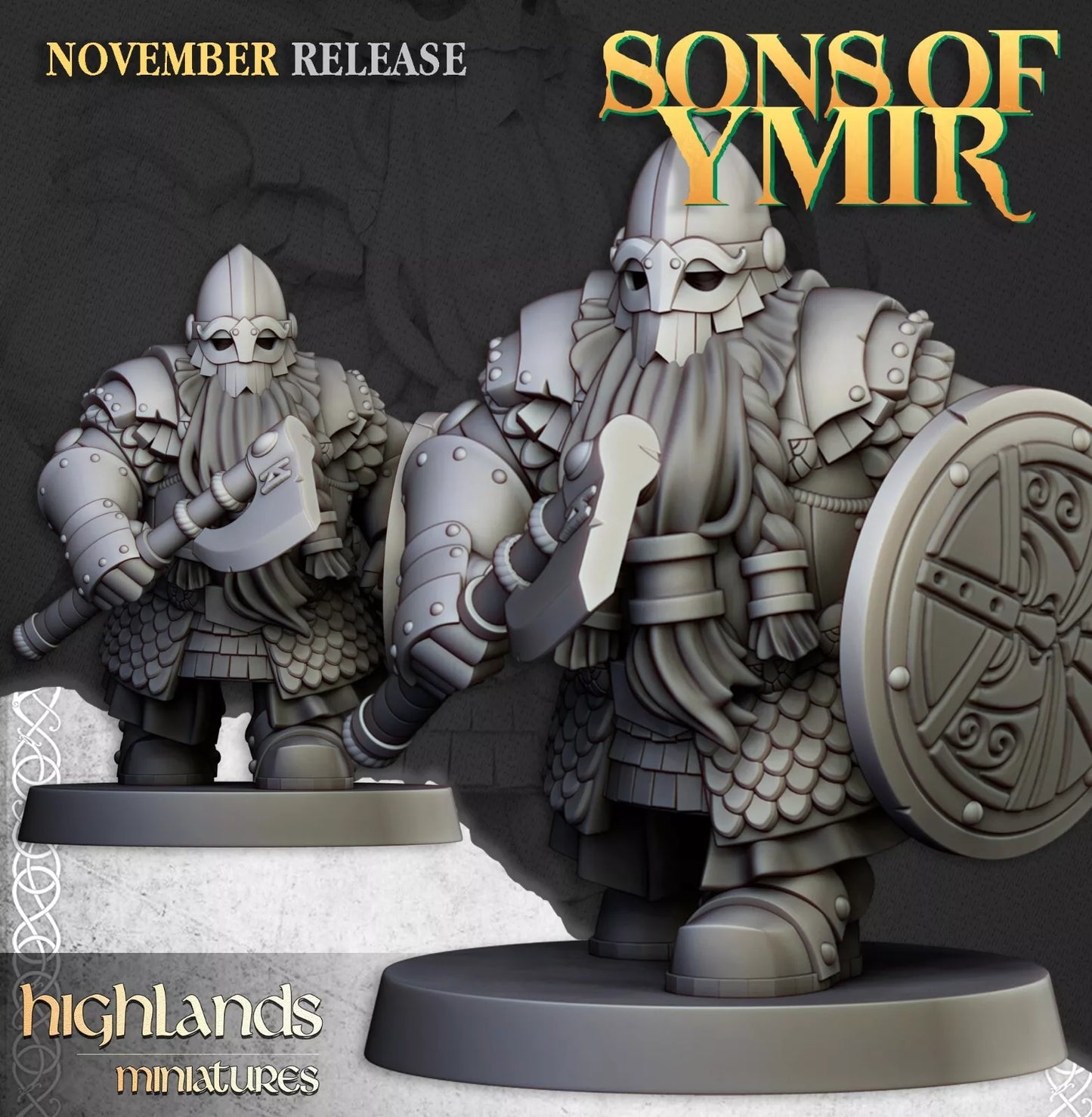 Dwarf Huscarls Unit - Highlands Miniatures | Compatible with OW, WFB, AOF, and More