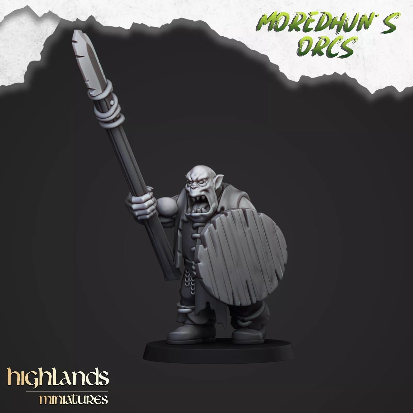 Fantasy Wargaming Orc w/Spears | Compatible with OW, WFB, AOF, and More