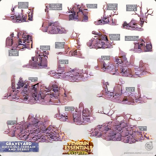 Terrain Essentials - Graveyard Difficult Terrain & Debris | For D&D Campaigns & Tabletop Games