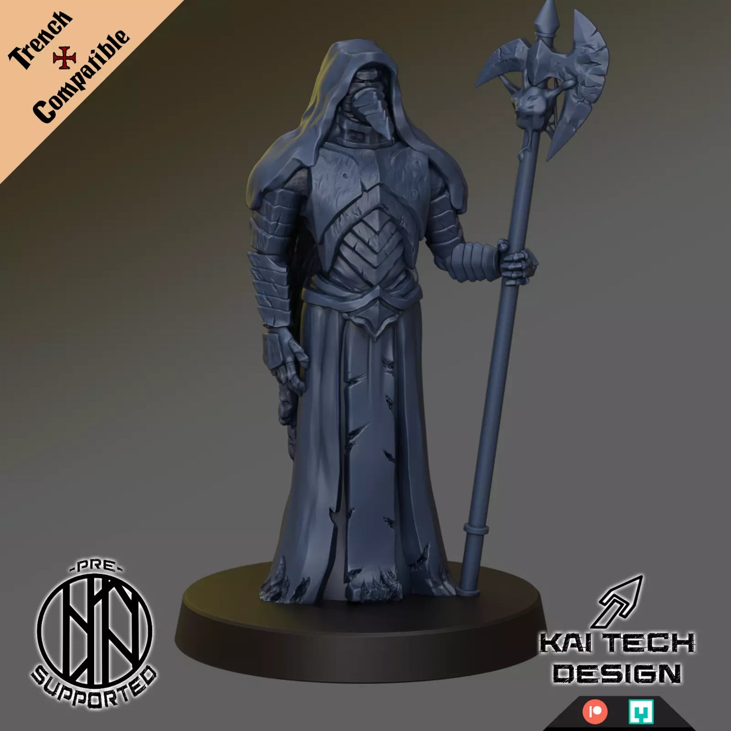 Plague Knight (Axe) - Trench Warband Miniatures | Compatible with Tabletop Wargames