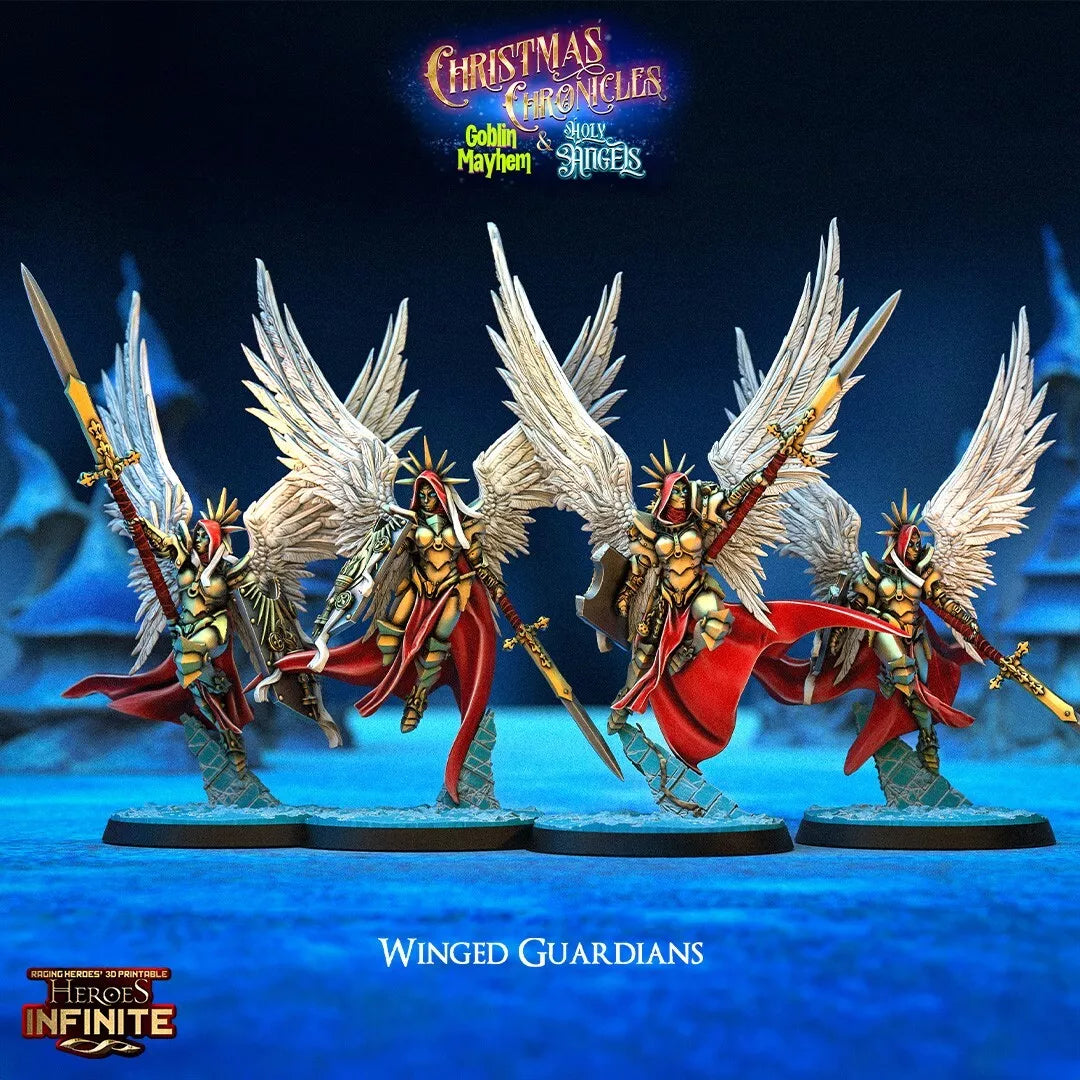 Winged Guardians 5-man Unit -Christmas Chronicles Holy Angels | Compatible with Tabletop Wargames