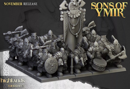 Dwarf Huscarls Unit - Highlands Miniatures | Compatible with OW, WFB, AOF, and More