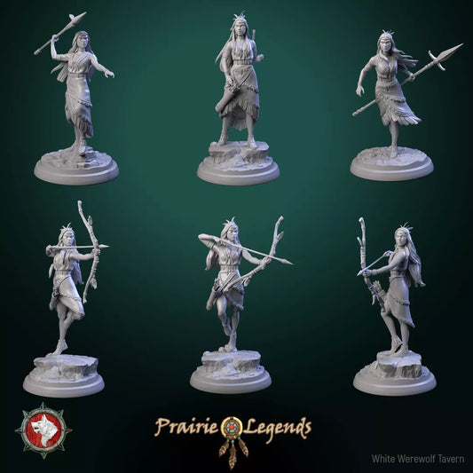 Native Warriors Female Set: 3D Resin Printed DnD (D&D) Pathfinder Miniatures