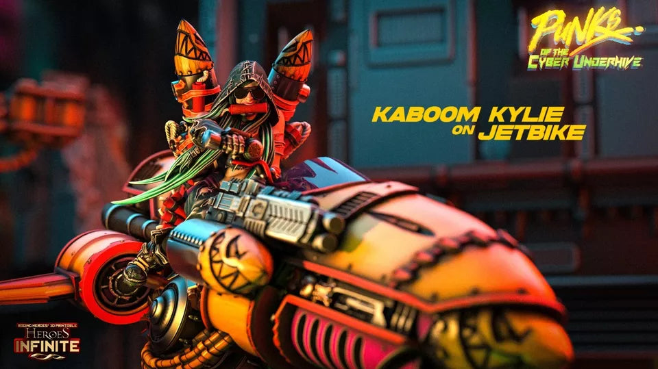 Kaboom Kylie on Jetbike - Explosive Speedster of the Cyber Underhive