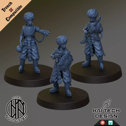 Sultanate Alchemists (3-Man Squad) - Trench Warband Miniatures | Compatible with Tabletop Wargames