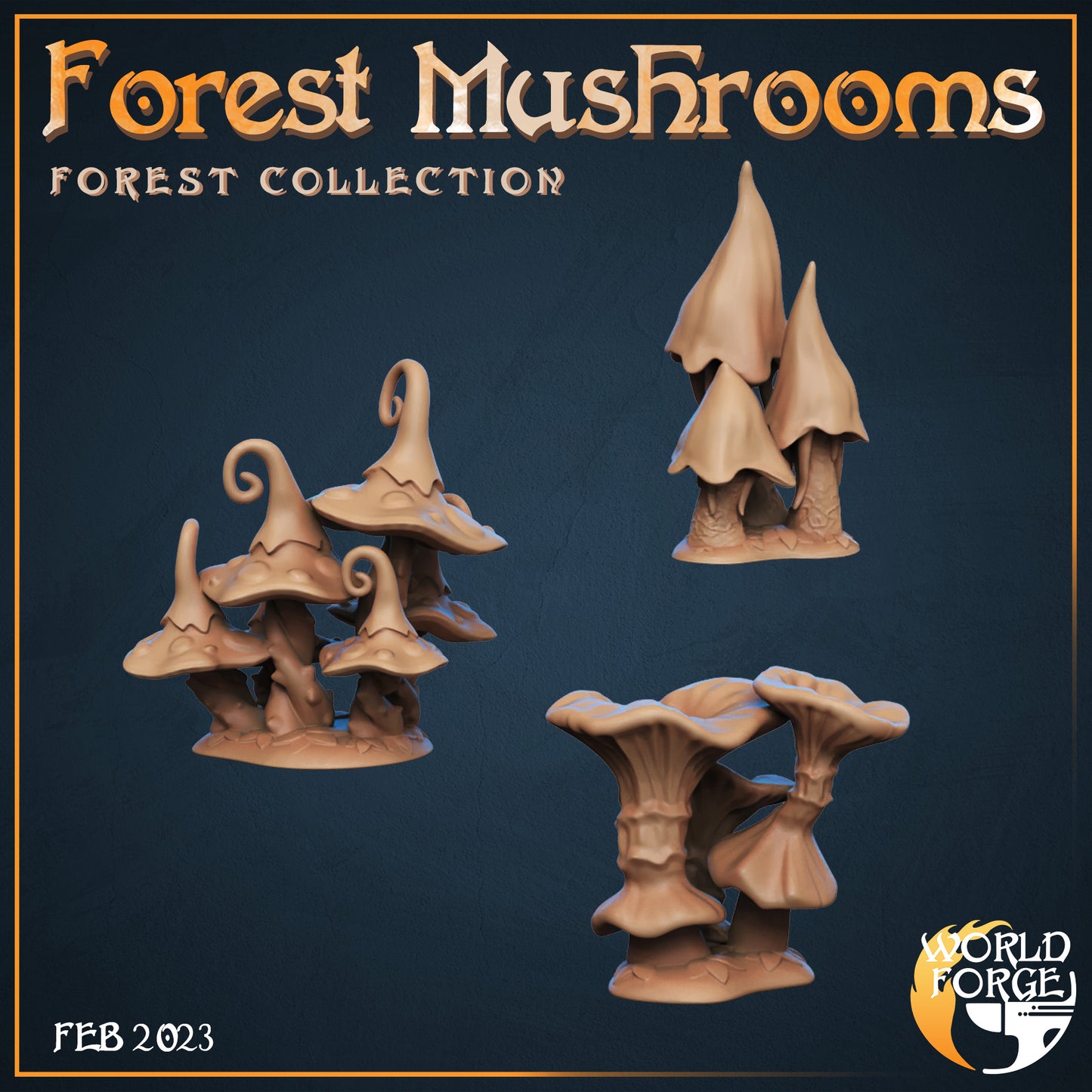 Magical Forest Forest Mushrooms 3D Resin Printed DnD (D&D) Pathfinder Miniatures