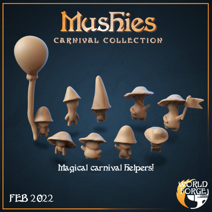 Carnival Mushies 3D Resin Printed DnD (D&D) Pathfinder Miniatures