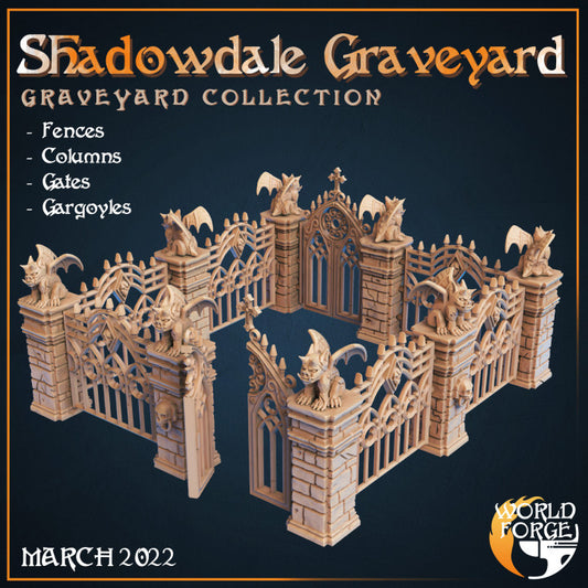 Graveyard Walls Scenery Kit 3D Resin Printed DnD (D&D) Pathfinder Miniatures