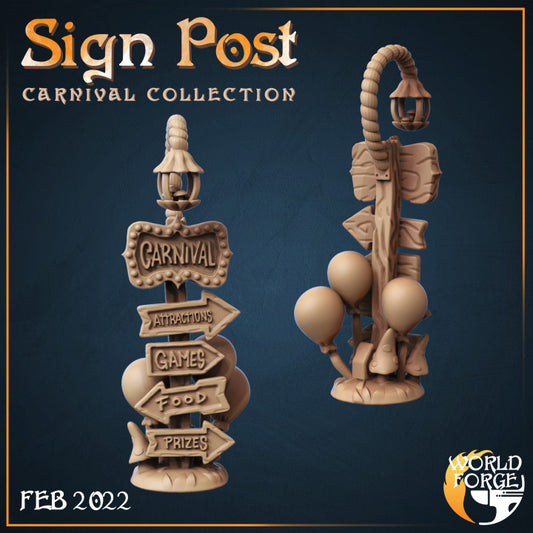 Carnival Sign Post 3D Resin Printed DnD (D&D) Pathfinder Miniatures