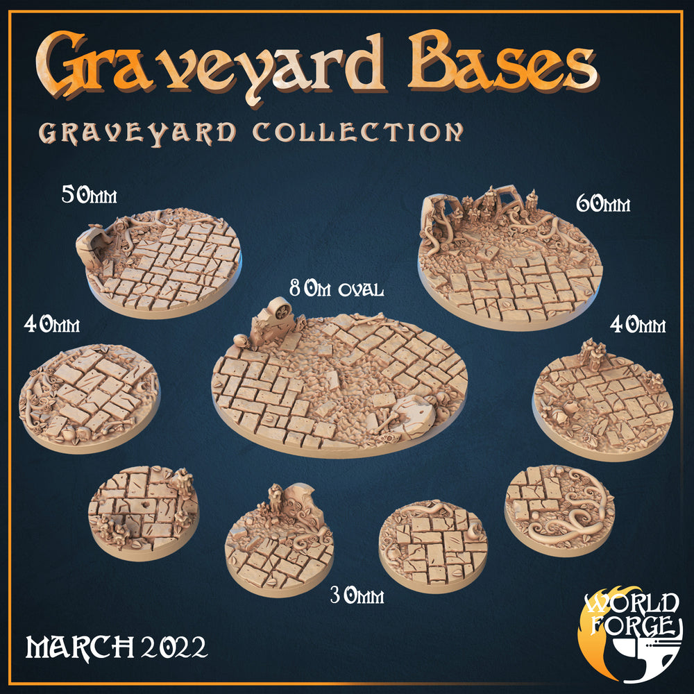 Graveyard Bases 3D Resin Printed DnD (D&D) Pathfinder Miniatures