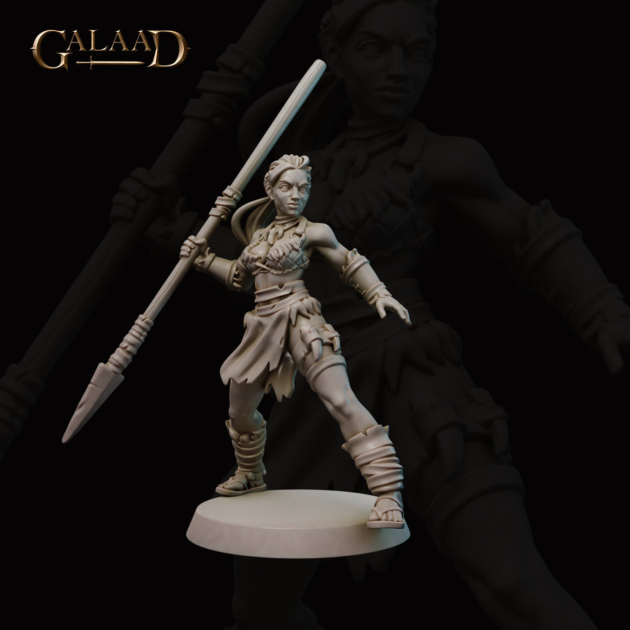 Amazon Spearwoman: 3D Resin Printed DnD (D&D) Pathfinder Miniatures