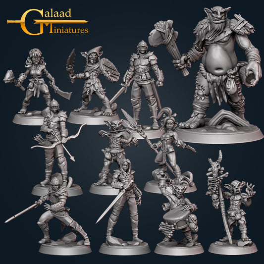 Goblin vs Rangers Set: 3D Resin Printed DnD (D&D) Pathfinder Miniatures