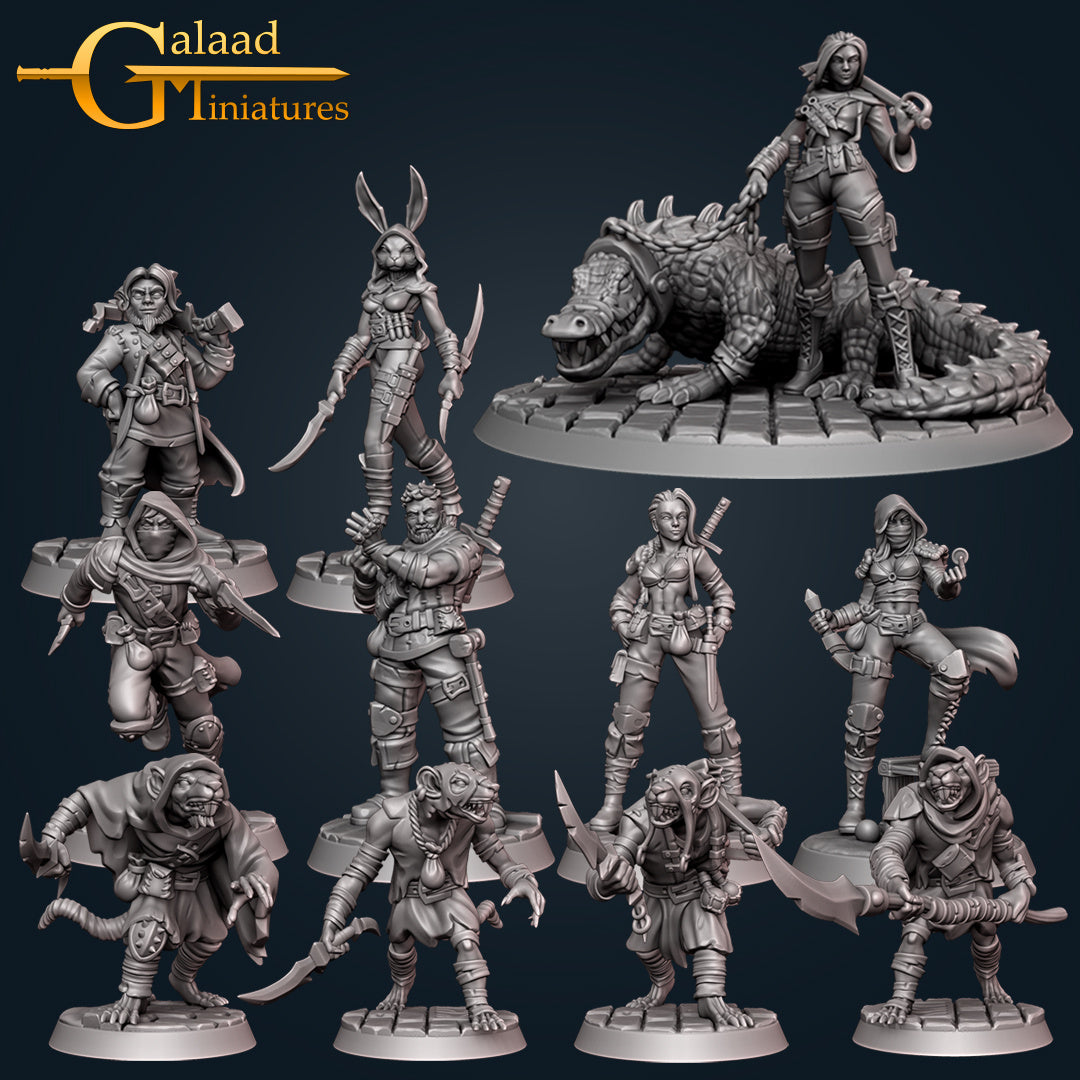 Rogues Set: 3D Resin Printed DnD (D&D) Pathfinder Miniatures