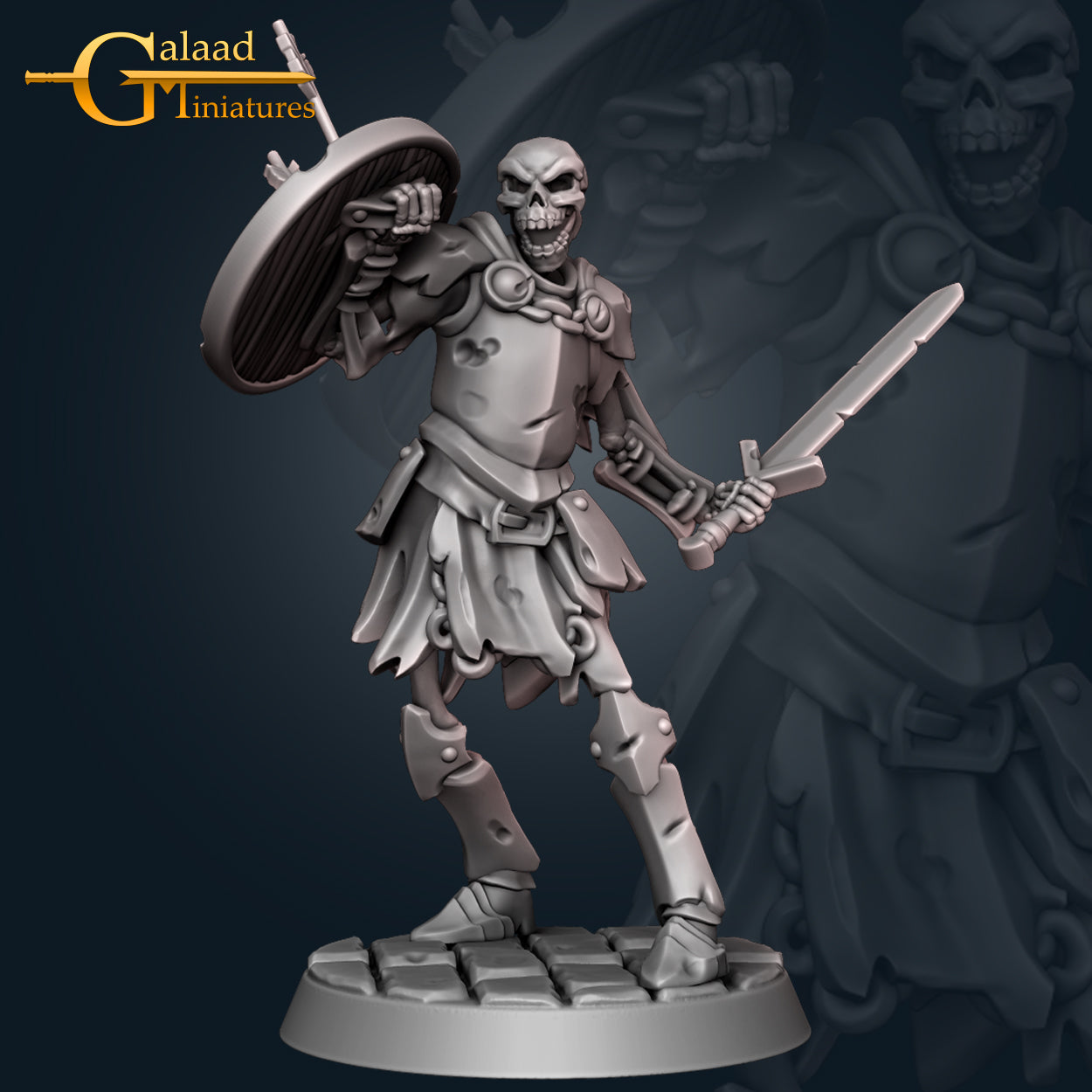 Skeleton Melee -03: 3D Resin Printed DnD (D&D) Pathfinder Miniatures