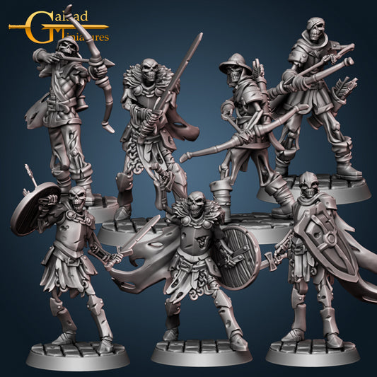 Skeleton Fighters Set: 3D Resin Printed DnD (D&D) Pathfinder Miniatures