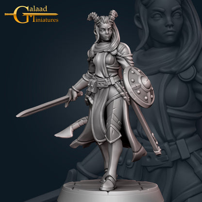 Tiefling Knight: 3D Resin Printed DnD (D&D) Pathfinder Miniatures