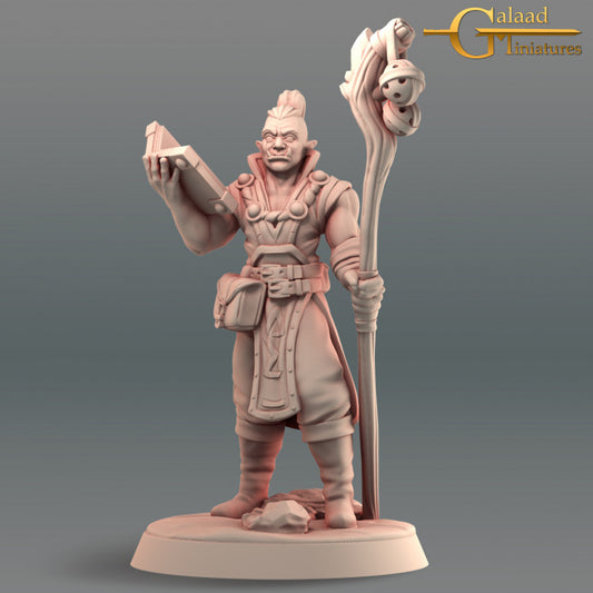 Half-Orc Wizard: 3D Resin Printed DnD (D&D) Pathfinder Miniatures