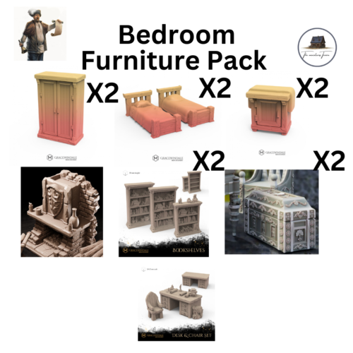 Bedroom Furniture Pack 1: 3D Resin Printed DnD (D&D) Pathfinder Miniatures