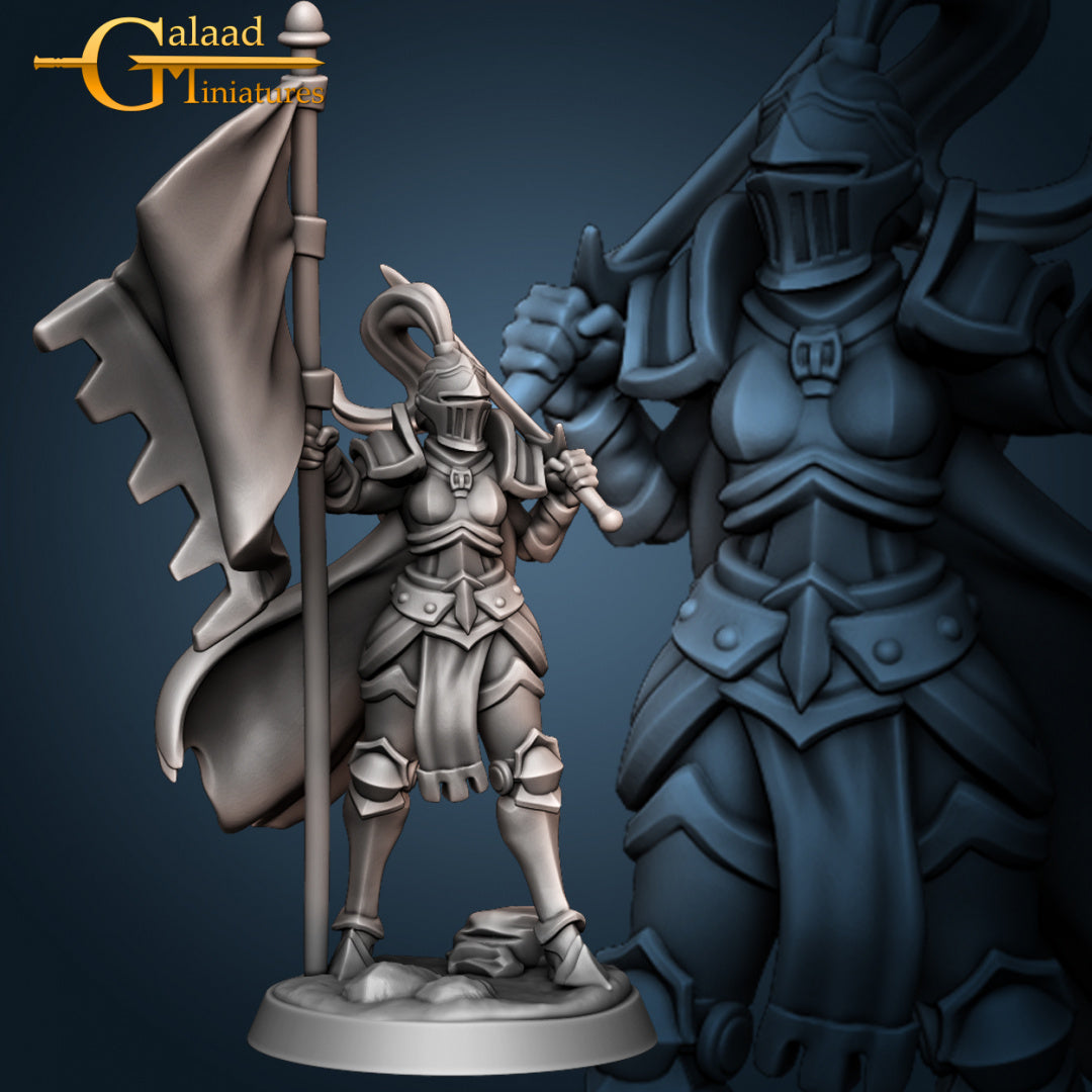 Knight Female With Banner: For D&D Campaigns & Tabletop Games